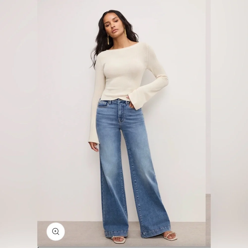 Good American High-Rise Petite Palazzo Jeans - Picture 1 of 9